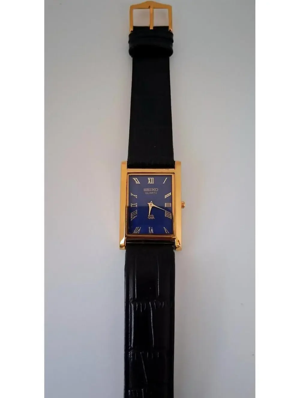 Men's Seiko Tank Blue Dial Dress Watch & Batt-Dial mod